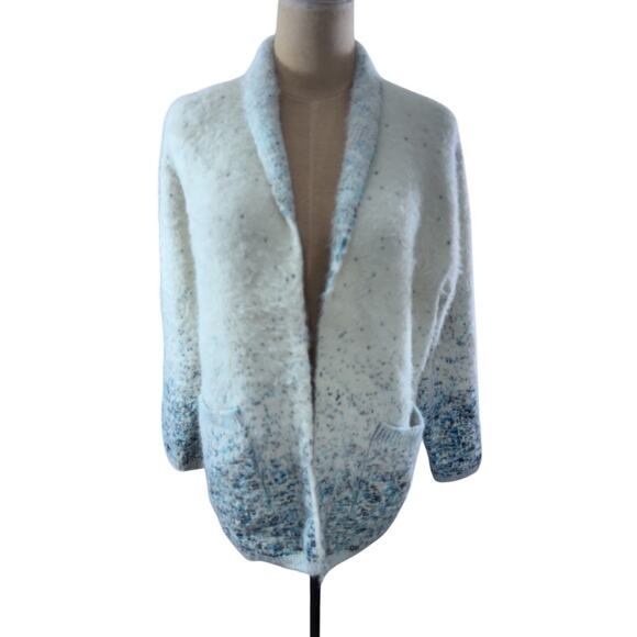 "RENEE C." Sweater Blazer Open Front Long SZ L USA Fuzzy Very Soft Quiet Luxury - Picture 1 of 8